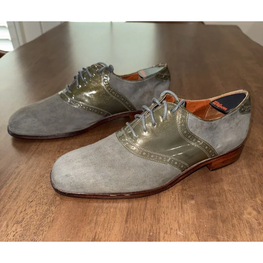 Florsheim by Duckie Brown Olive Suede & Patent Cap Toe OxfordsMen's Size 10.5D